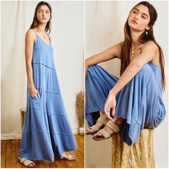 Ces Femme Boho Black Back Tie Wide Leg Jumper Jumpsuit - Picture 3 of 3